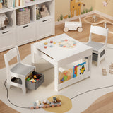 4-in-1 Kids Table and Chairs Set with Removable Tabletop Storage, Toddler Craft Table and Charis for Drawing Playing Studying Eating in Playroom Kids Room Living Room