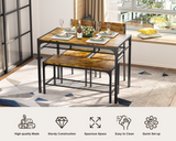 Dinning Table for 4, Kitchen Table and 2 Chairs for 4 with Bench, 4 Piece Dining Table Set for Small Space, Apartment - Retro