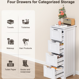 The Small Bathroom Floor Storage Cabinet with 4 Drawers - White