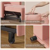 Asofer Sofa Bed Chair, 3 in 1 Convertible Futon Couch, Adjustable Backrest, Breathable and easy to clean, Pink