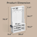 Asofer Hall Tree with Coat Rack & Storage Bench for Entrance, Mudroom Shoe Cabinet, Entryway Cubby, White