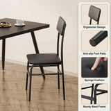 Asofer 5 Piece Dining Table Set with Upholstered PU Chairs, Kitchen Table and Chairs Set for Small Space, Black