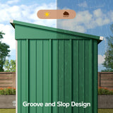 Green Shed, Asofer Metal Storage Shed with Sloping Roof for Backyard Patio Lawn, Small Garden Tool Shed