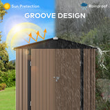 Asofer Shed and Outdoor Storage Shed, 6' x 4' Steel Tool Shed for Outside, Anti-Corrosion Storage House, Brown