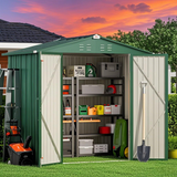 6' x 4' Outdoor Storage Shed with Lockable Door, Aiho Metal Garden Shed, House Storage Sheds Outdoor for Backyard, Garden & Patio Organization - Green