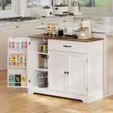 Noelse Kitchen Buffet Cabinet with Storage Small Coffee Bar Cabinet with Drawer, Kitchen Pantry Storage Cabinet with Door and Shelves for Kitchen Bathroom and Living Room, White and Rustic