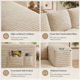 Lofka 105" Sectional Sofa, Cloud Boneless Couch for Living Room, L-Shape Soft Modular Couch for Bedroom, No Assembly Required, Beige White