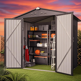 6' x 4' Outdoor Storage Shed with Lockable Door, Aiho Metal Garden Shed, House Storage Sheds Outdoor for Backyard, Garden & Patio Organization - Dark Gray