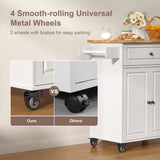 Rolling Kitchen Island with Spice Rack，Towel Rack for Dinning Room and Kitchen - White