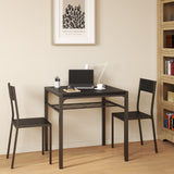 Dining Table Set for 2, 3 Piece Kitchen Table and Chairs Set for Dining Room & Kitchen-Black