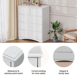 White Dresser for Bedroom with 5 Drawers, Wood Tall Chest of Drawers, Built-in Handle Drawers for Bedroom, Home, Living Room, Hallway - White