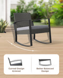 3 Pieces Patio Furniture Set, Rocking Wicker Modern Conversation Set with Tea Table for Home,Lawn,Balcony, Bistro - Gray