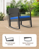 3 Pieces Patio Set Outdoor Wicker Furniture Sets with Coffee Table for Yard，Home,Lawn,Balcony, Bistro(Blue)