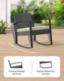 3 Pieces Patio Conversation Set PE Rattan Bistro Chairs Set of 2 with Coffee Table - Beige