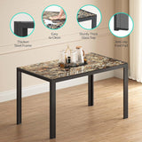 5-Piece Glass Dining Table Set, Asofer Kitchen Modern Dining Table Set Of 4, Accommodates PU Leather Chairs, Kitchen Dining Table And Dining Chairs For Home, Living Room, Marble