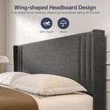 Dark Queen Bed Frame, Asofer Bedframes for Queennsized with Upholstered Headboard, Modern Platform Bed Frame, Noise Free