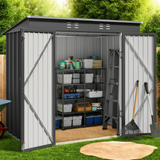 6x4 FT. Outdoor Storage Shed with Double Doors for Garden & Backyard, Dark Gray