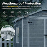 Asofer 6x4 ft Resin Outdoor Storage Shed with Built-in Floor, Lockable Double Doors & Louvered Vents, All-Weather Waterproof UV Resistant HDPE Plastic Tool Shed for Backyard Patio, Gray