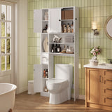 Over The Toilet Storage Cabinet, Lofka 70.9''Bathroom Cabinet with Toilet Paper Holder Stand& Doors, White