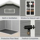 Asofer 6x4.4 ft HDPE Resin Storage Shed with Floor, Lockable Double Doors & Vents, Grey Weatherproof Outdoor Tool Shed for Backyard Patio Lawn