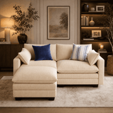 70" Corduroy Sectional Sofa with Movable Ottoman, Deep Seat Loveseat Couch for Living Room, Boneless Couch, Beige