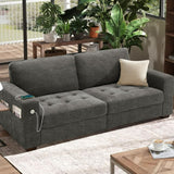 70" Sofa for Living Room,Lofka Modern Chenille Fabric Soft Couch with USB/Type-C Port|Wide Armrest Storage|Removable Covers,Comfy Loveseat Sofa for Apartment & Studio,Dark Grey