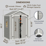 Asofer 6x4 ft Resin Outdoor Storage Shed with Built-in Floor, Lockable Double Doors & Louvered Vents, All-Weather Waterproof UV Resistant HDPE Plastic Tool Shed for Backyard Patio, Gray