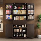 71-inch Kitchen Pantry Cabinet with two magnetic door and Shelves for Dining Room and Kitchen, espresso