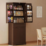 Pantry Cabinet, Lokfa 71" Large Kitchen Pantry Cabinet with 2 Magnetic Doors and Shelves for Dining Room and Kitchen, Espresso