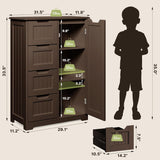Asofer 33" Kitchen Pantry with Door and Shelves, Small Food Pantry Cabinet Cupboard with 4 Drawers,Dark Brown