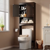 Over The Toilet Storage Cabinet with Open Shelf and Double Doors - Espresso