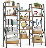 The Modern Triple Wide 5-Tiers Industrial Bookshelf with Storage - Retro