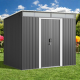 Lofka 8'x6' Metel Shed, Outdoor Storage Shed with Sliding Doors for Backyard|Patio , Dark Gray