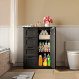 Asofer 33" Kitchen Pantry with Door and Shelves, Small Food Pantry Cabinet Cupboard with 4 Drawers,Black