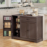 Asofer 42" Pantry Buffet, 3-Door 1-Drawer w/6 Shelves & Coffee Bar, Dark Brown