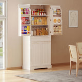 71" Kitchen Pantry Storage Cabinet for Kitchen, Dining Room - White