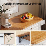 Kitchen Island with Storage, Mobile Kitchen Island Side Table on Wheels with Rubber Wood Drop-leaf Countertop , Side Rack and Drawer and for Kitchen,Dining Room - White