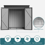 6'x 4' Outdoor Storage Shed with Lockable Doors & basic frame for Backyard Patio Lawns-Gray