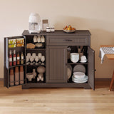 Asofer 42" Pantry Buffet, 3-Door 1-Drawer w/6 Shelves & Coffee Bar, Dark Brown