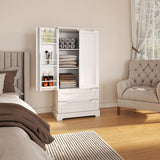 Asofer 63" Pantry Cabinet, 2-Drawer Freestanding w/Doors & Shelves, White