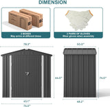 6' x 4' Outdoor Storage Shed with Lockable Door, Aiho Metal Garden Shed, House Storage Sheds Outdoor for Backyard, Garden & Patio Organization - Dark Gray