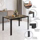 Asofer Glass Kitchen Table and Chairs Set with 6, 7 Piece Dining Table Sets, PU Leather Chair, Marble