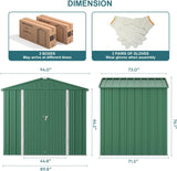 8x6 ft Outdoor Storage Shed on Sale, Sheds & Outdoor Storage with Lockable Doors, Metal Garden Shed by Durable Galvanized Steel for Patio, Lawn - Green