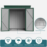 6'x 4' Outdoor Storage Shed with Lockable Doors & basic frame for Backyard Patio Lawns-Green