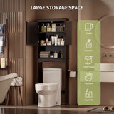 Over The Toilet Storage Cabinet with Open Shelf and Double Doors - Espresso