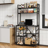 Baker's Rack Kitchen, Asofer 5-Tier Versatile Microwave Stand with Spacious Storage and Basket, Black