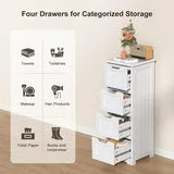 Noelse 33'' Bathroom Storage Cabinet with Drawers Floor Organizer Cabinet for Hallway Living Room and Bathroom, White