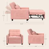 Asofer Sofa Bed Chair, 3 in 1 Convertible Futon Couch, Adjustable Backrest, Breathable and easy to clean, Pink