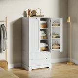 Asofer 47" Kitchen Pantry Storage Cabinet,Floor Cabinet with Doors, Adjustable Shelves and Drawers, for Dining Room, White