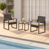 Patio Furniture Set with Coffee Table for Patio, Garden and Bistro - Beige Cushions